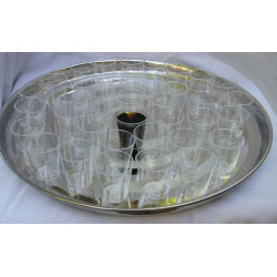 Communion Tray Stainless Steel 35cm with Cups