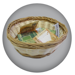 Round Cane Woven Offering Basket 